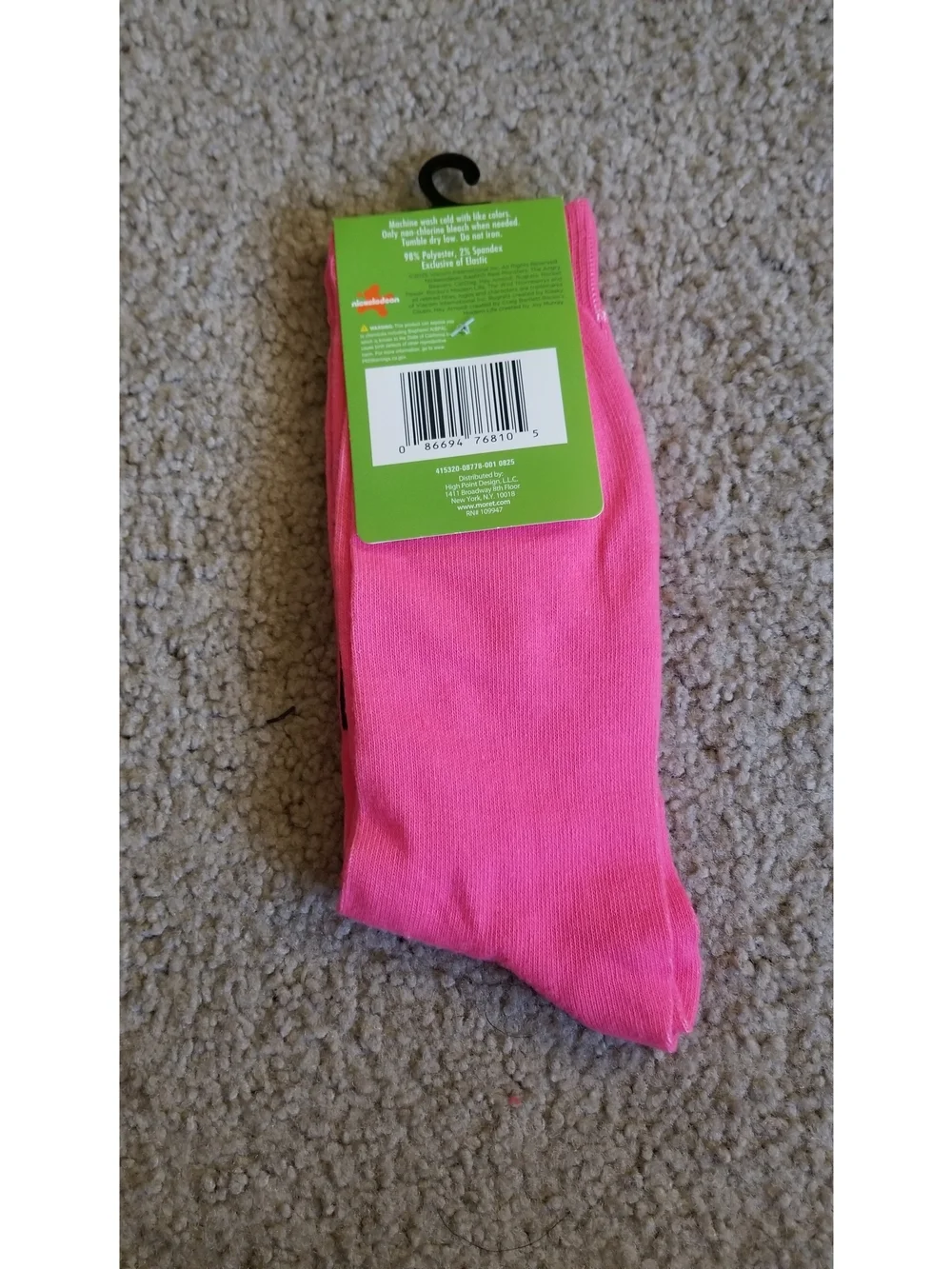 Nickelodeon Rugrats Chuckie Pink Graphic Crew Socks
